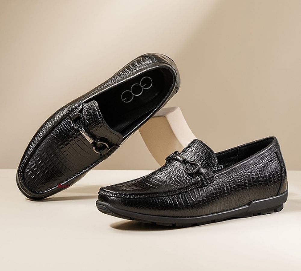 Giày mọi tăng chiều cao da bò dập vân - MAX2008