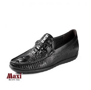 Giày mọi tăng chiều cao da bò dập vân cá sấu - MAX1722